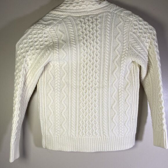 J Crew Merino Wool Shawl Collar Irish Aran Fisherman Cardigan Sweater Men XS - Picture 10 of 16